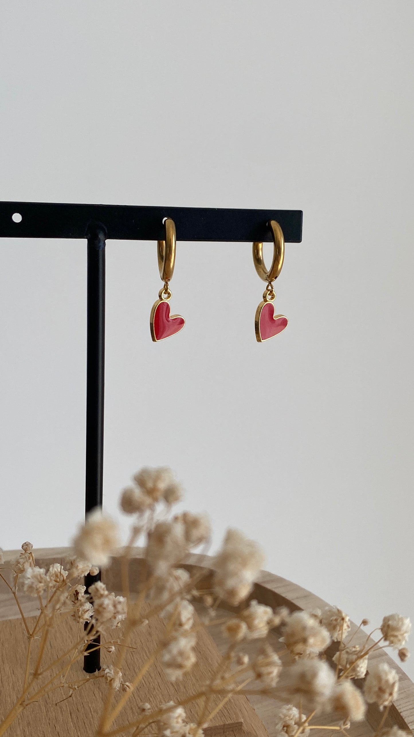 Boucles d'oreilles cœurs rouges