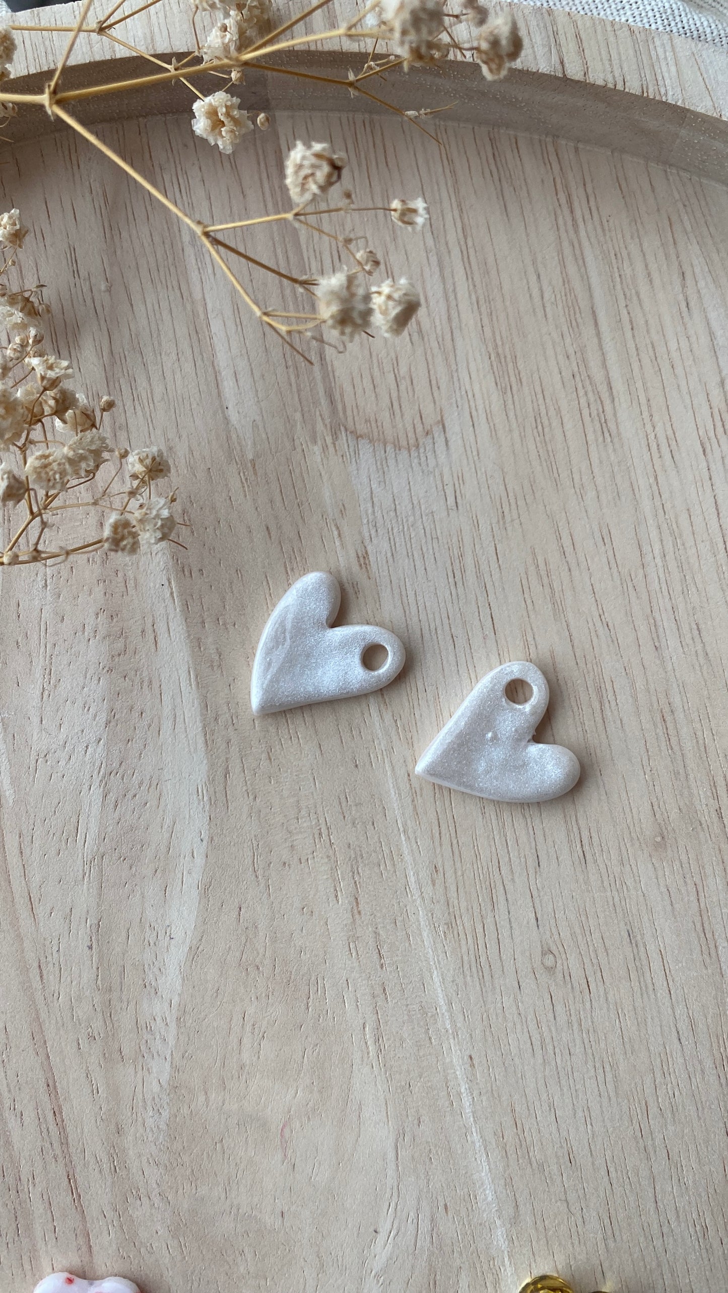 Pampilles coeurs blancs nacrés