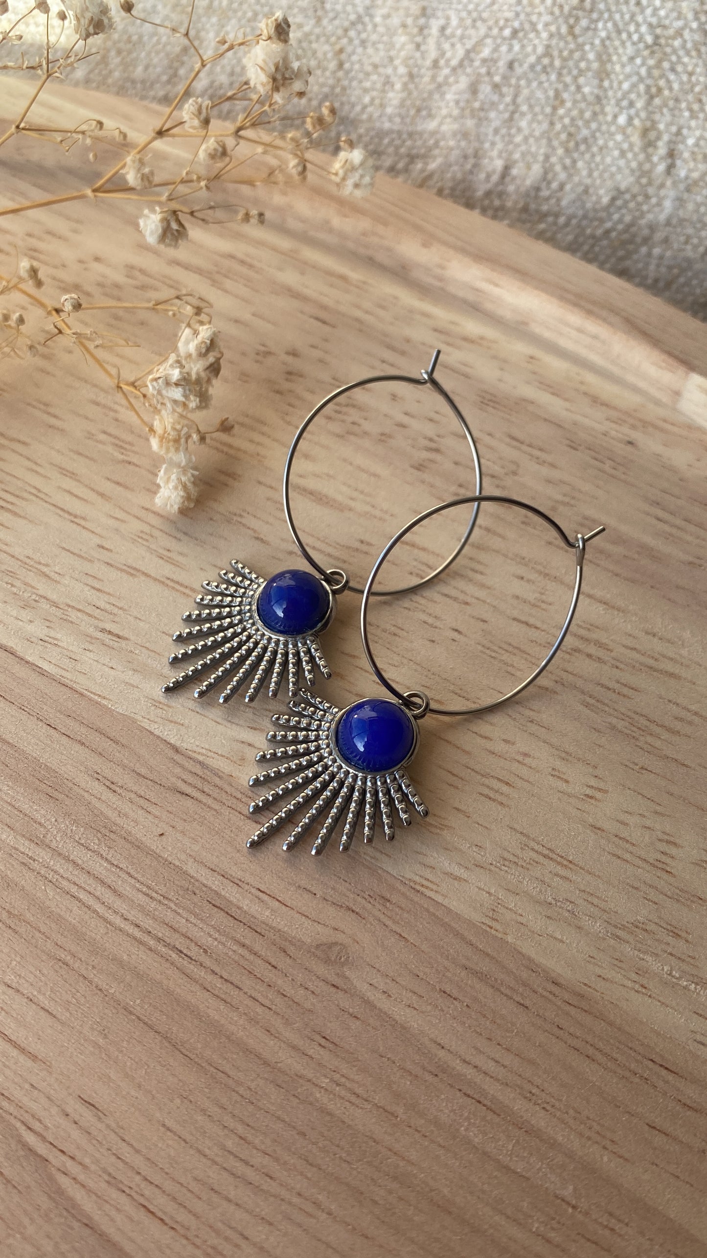 Créoles éventails lapis lazuli