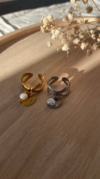 Bague breloques croisée dorée