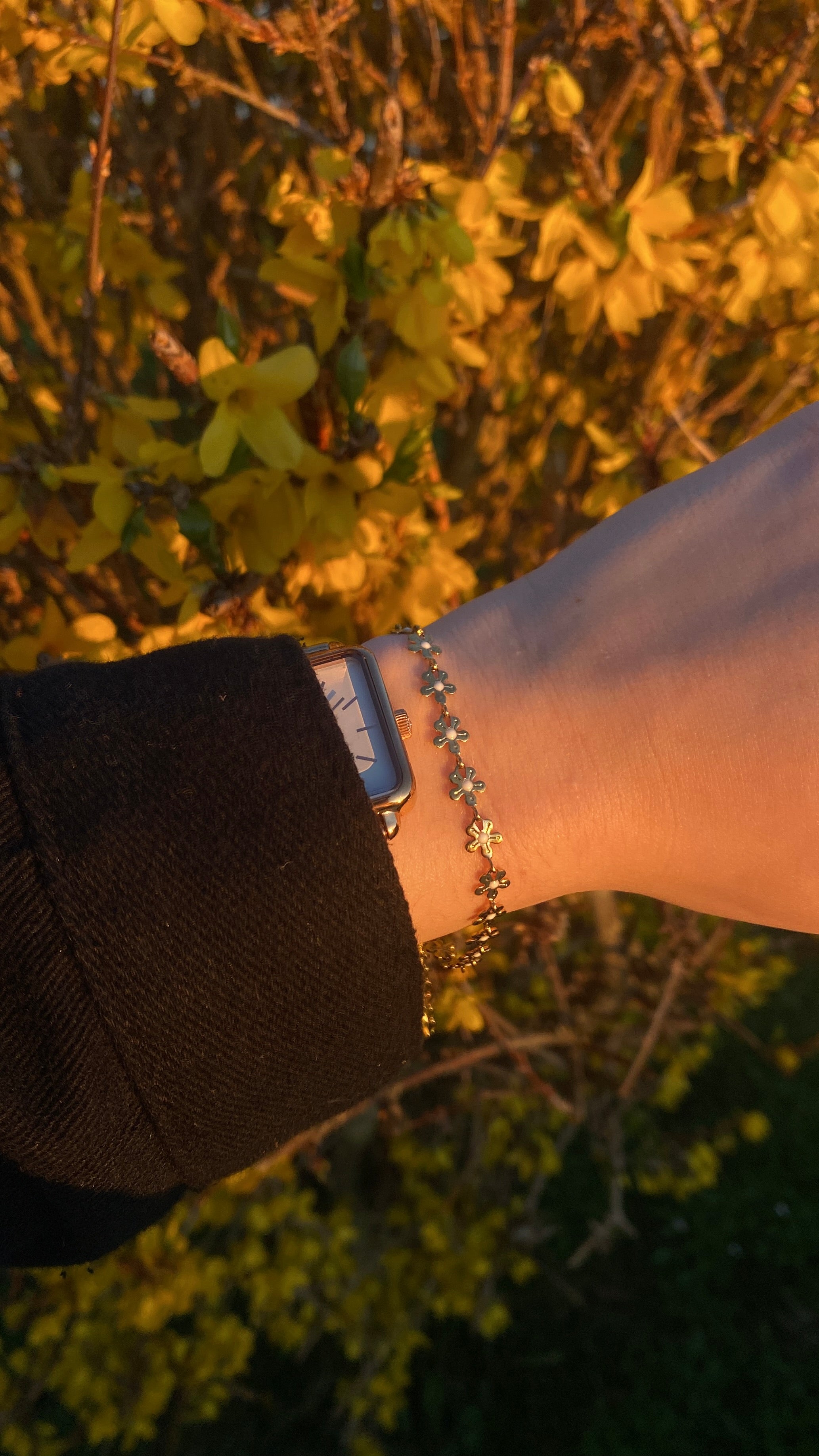 Bracelet chaîne fleurs