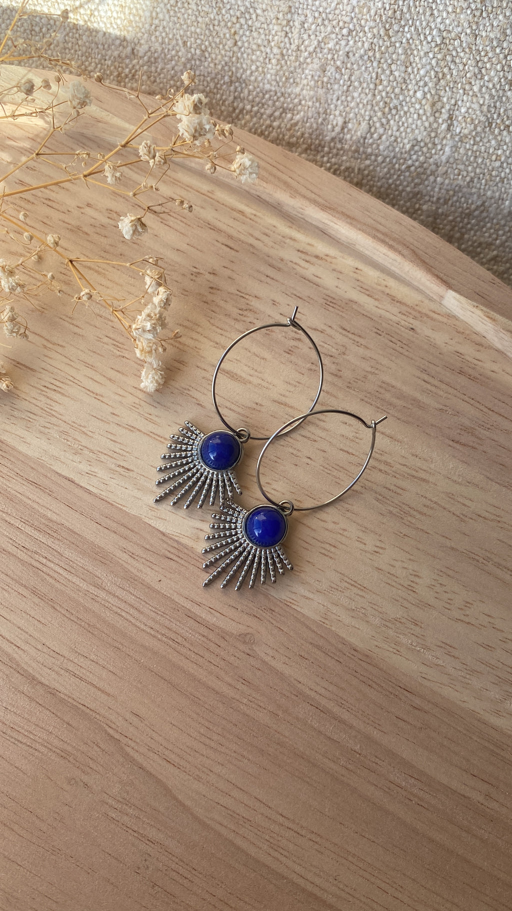 Créoles éventails lapis lazuli