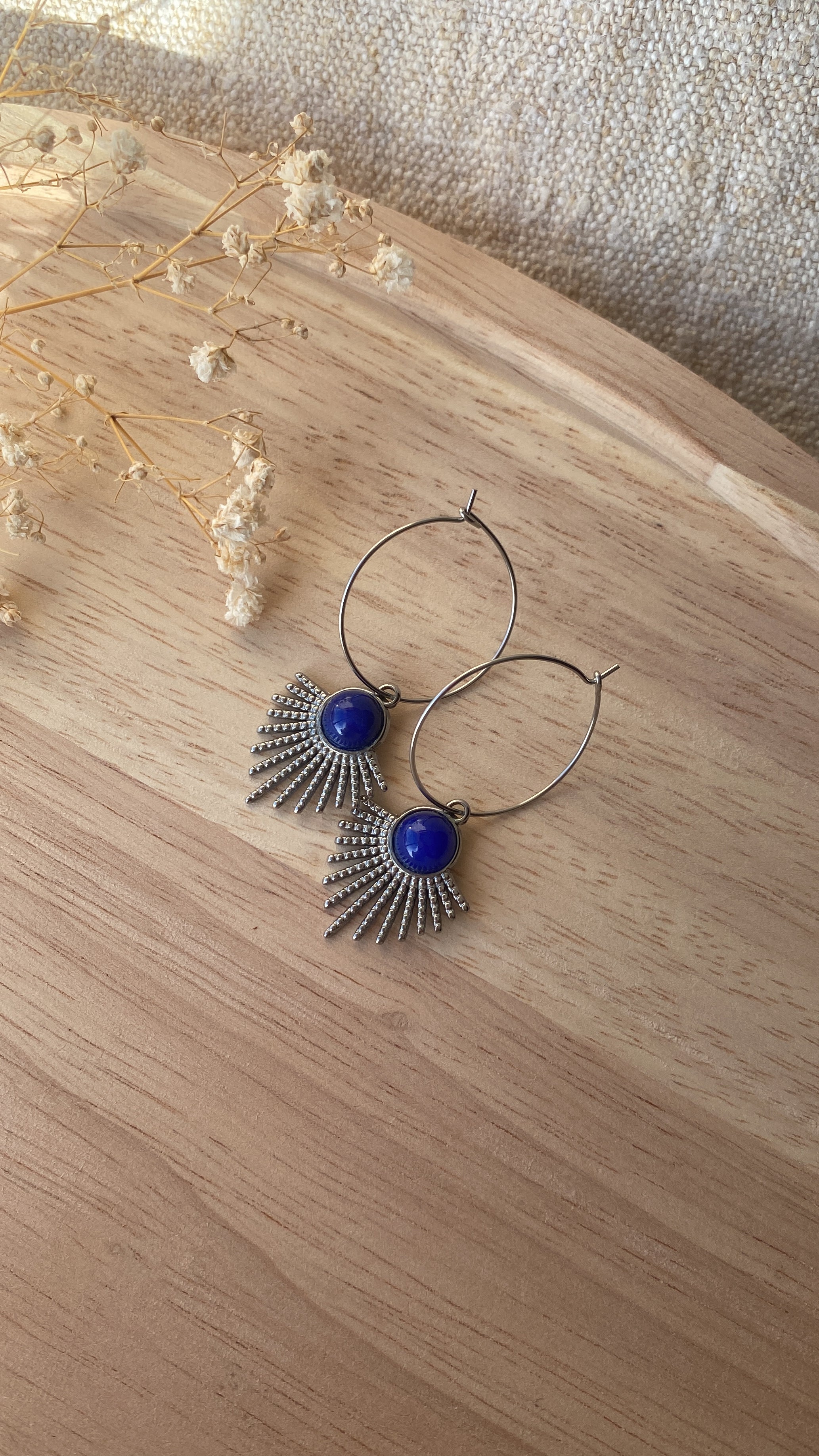 Créoles éventails lapis lazuli