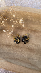 Pampilles fleurs, noir & doré