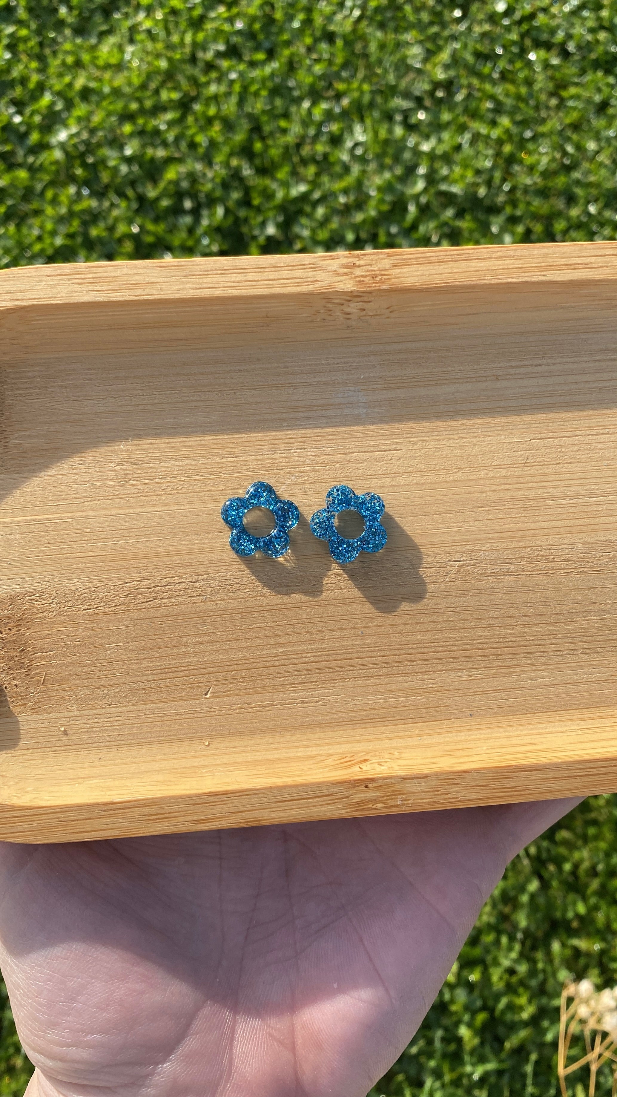 MINI- fleurs paillettes bleues