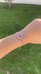 Bracelet fleur vieux rose