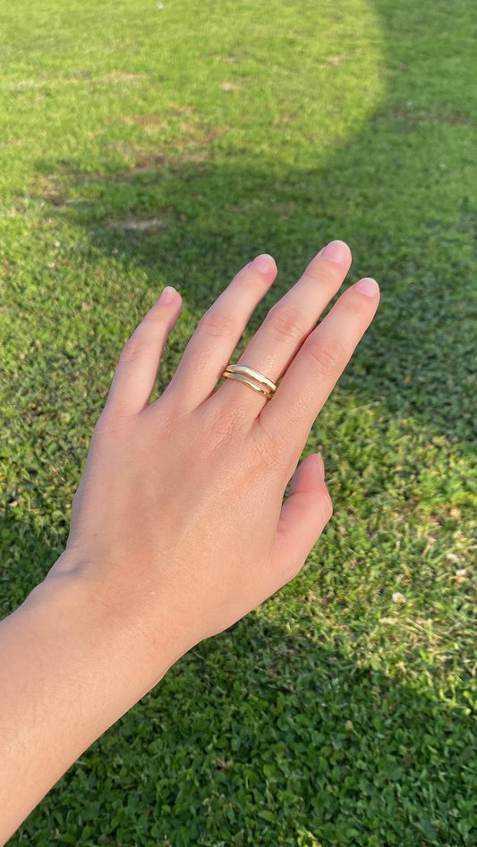 Bague dorée & blanche