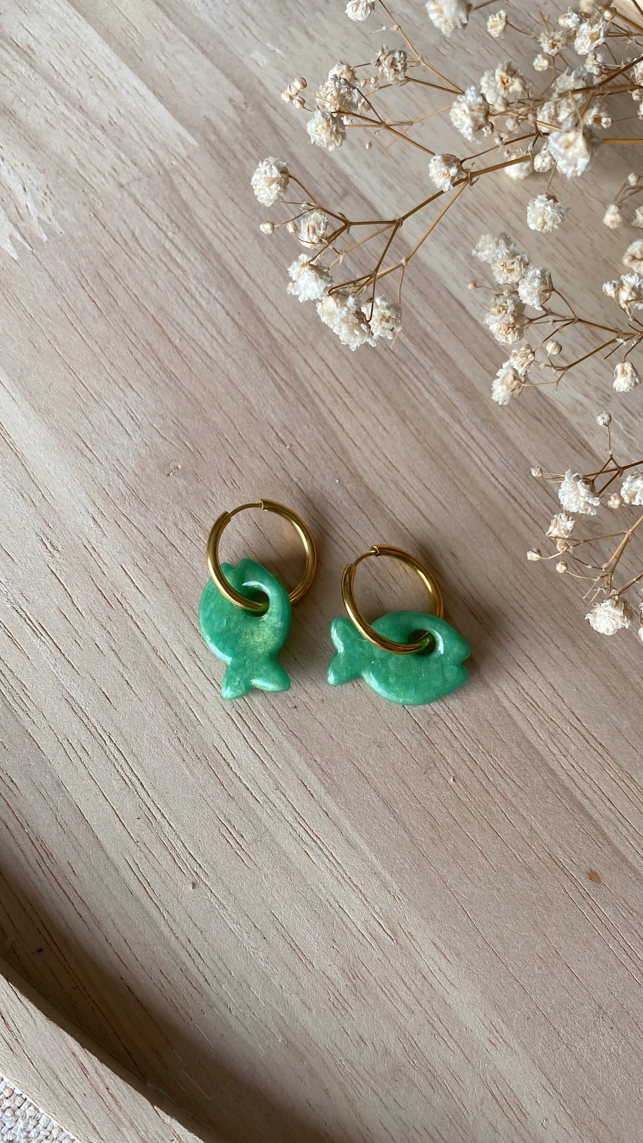 Pampilles poissons verts jade