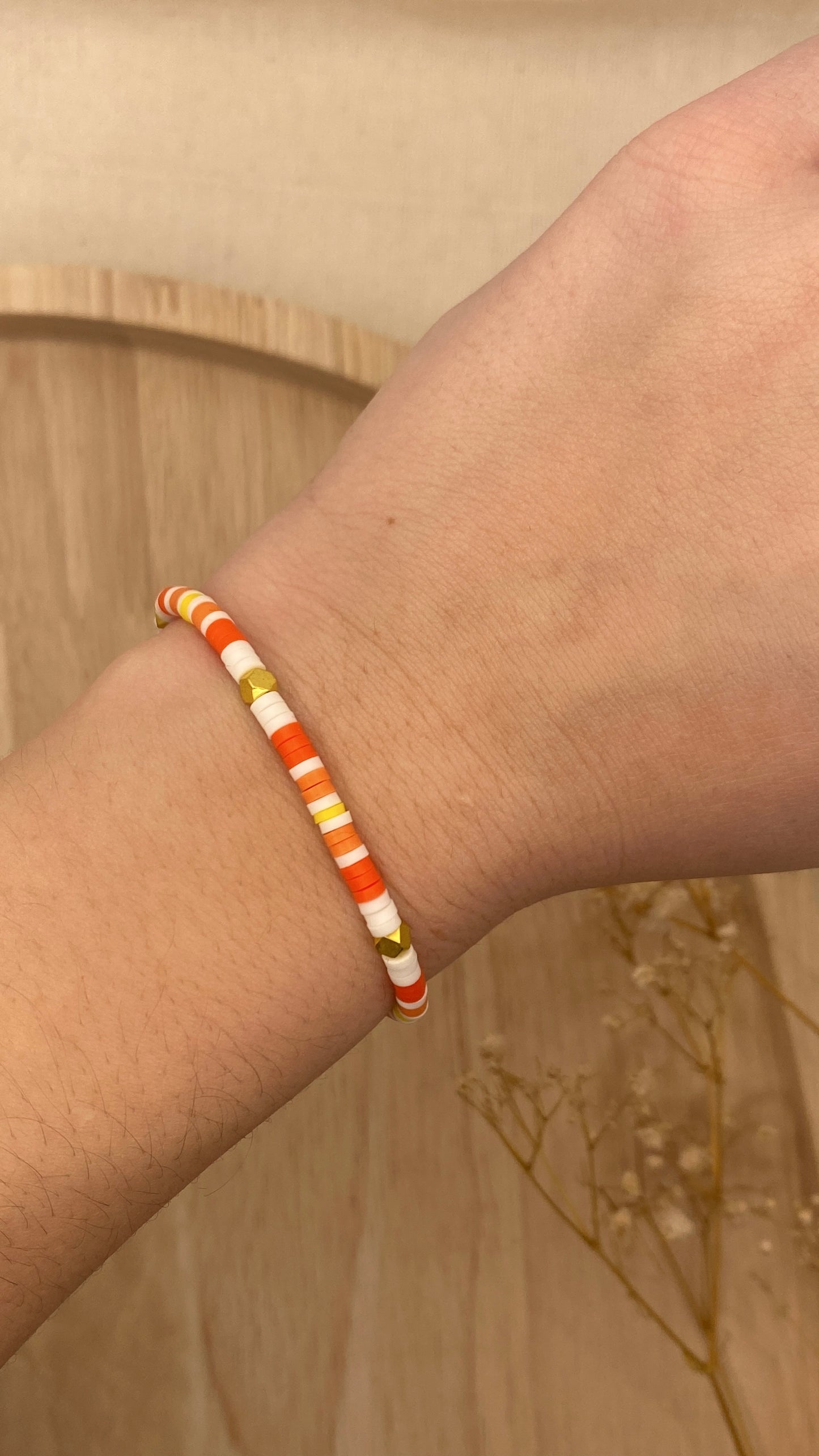 Bracelet perles heishi mini, orange