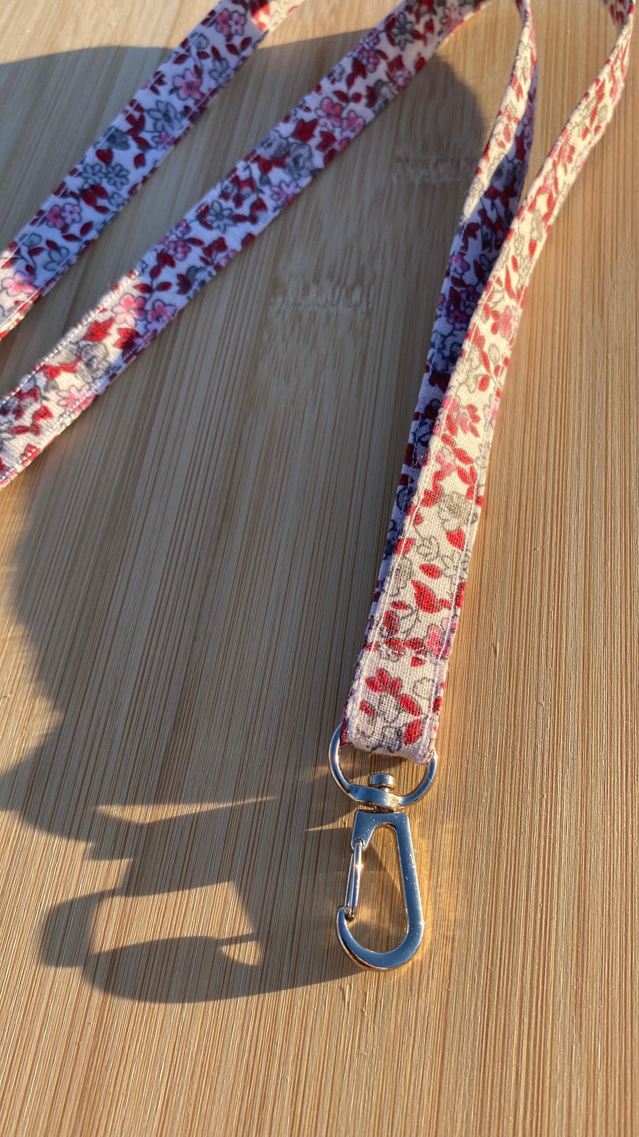 Porte-badge liberty rose&rouge