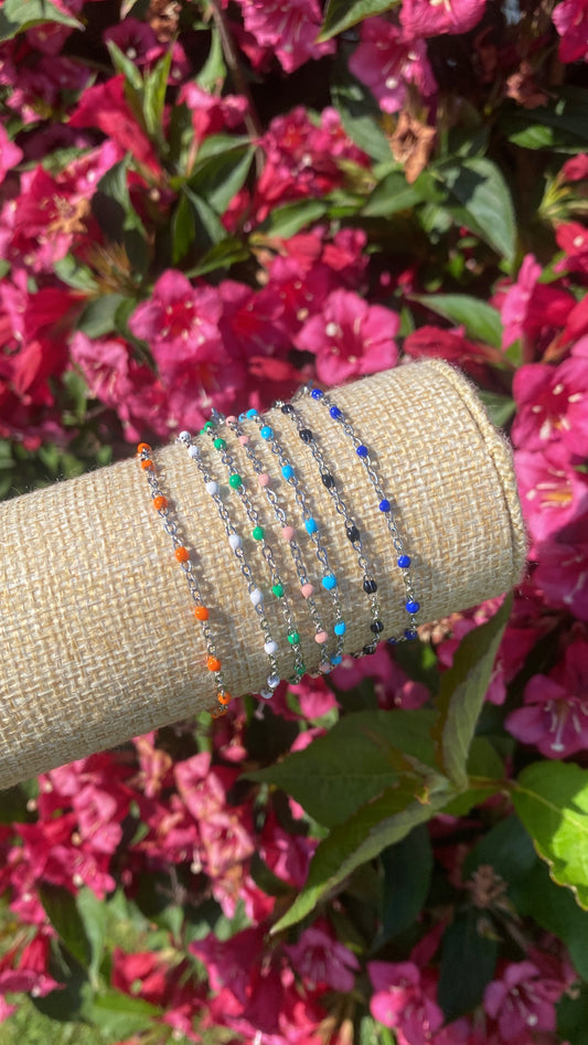 Bracelets émaillés argentés