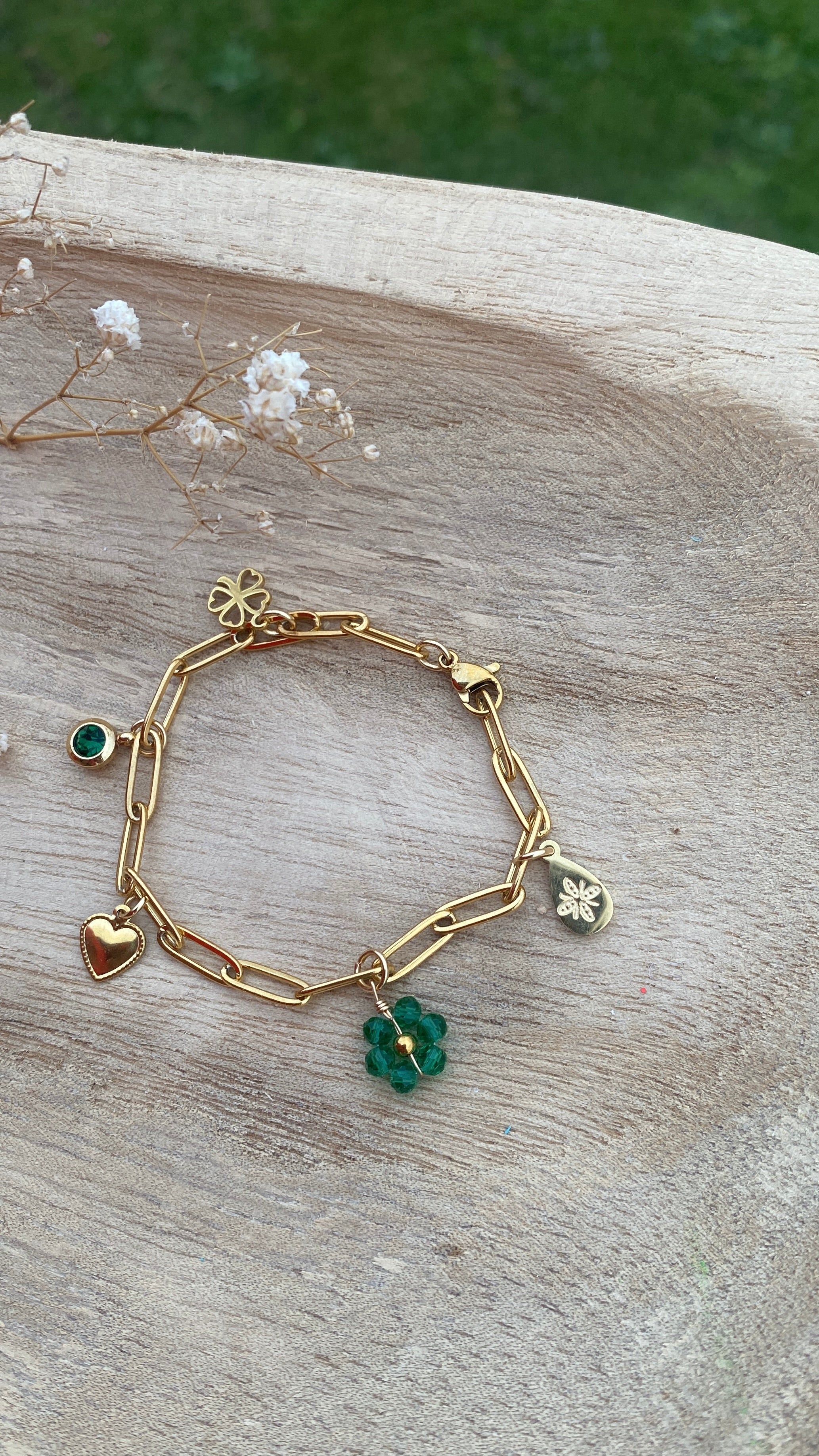 Bracelet breloques, vert