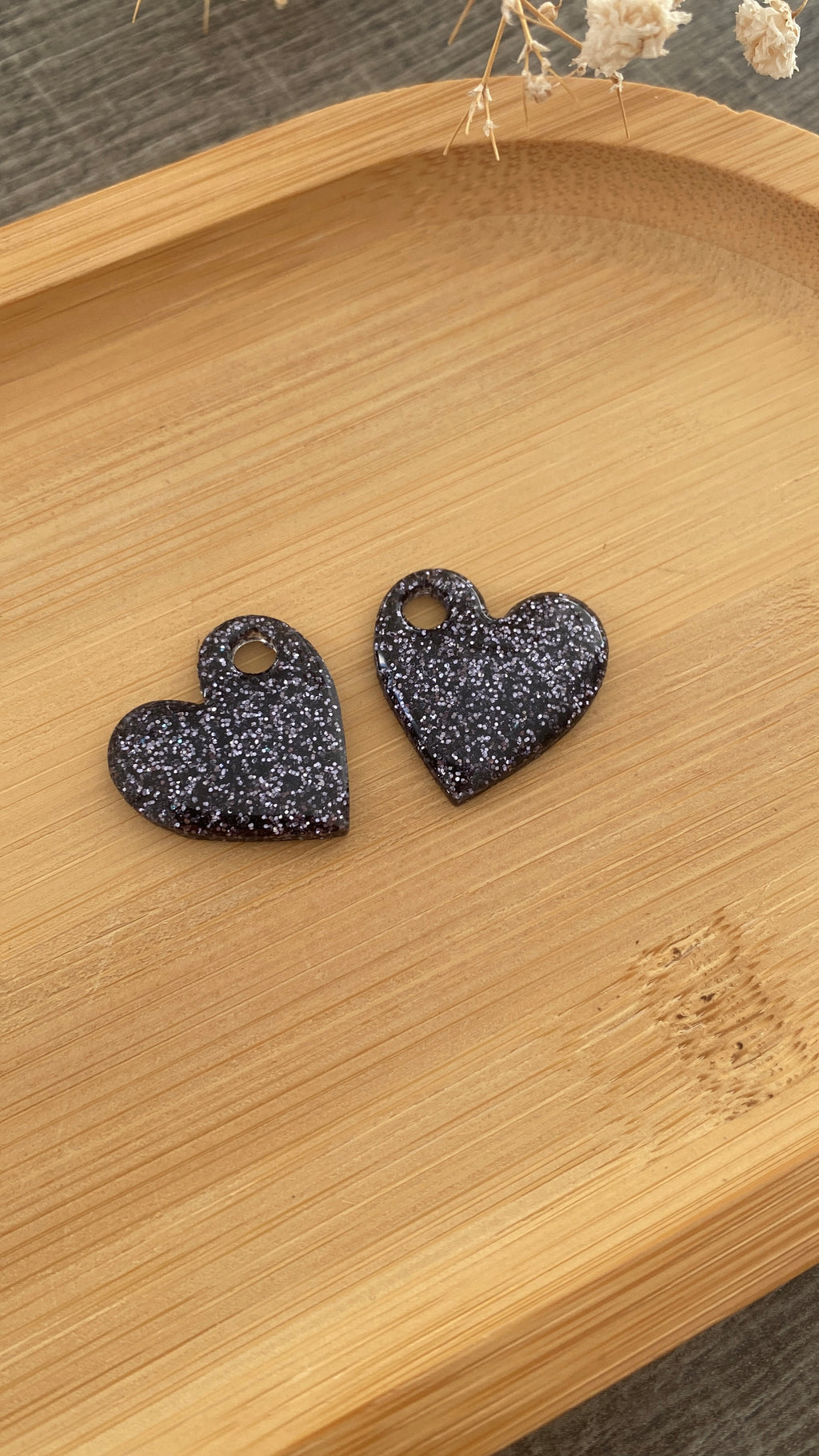 Cœurs paillettes grises foncées