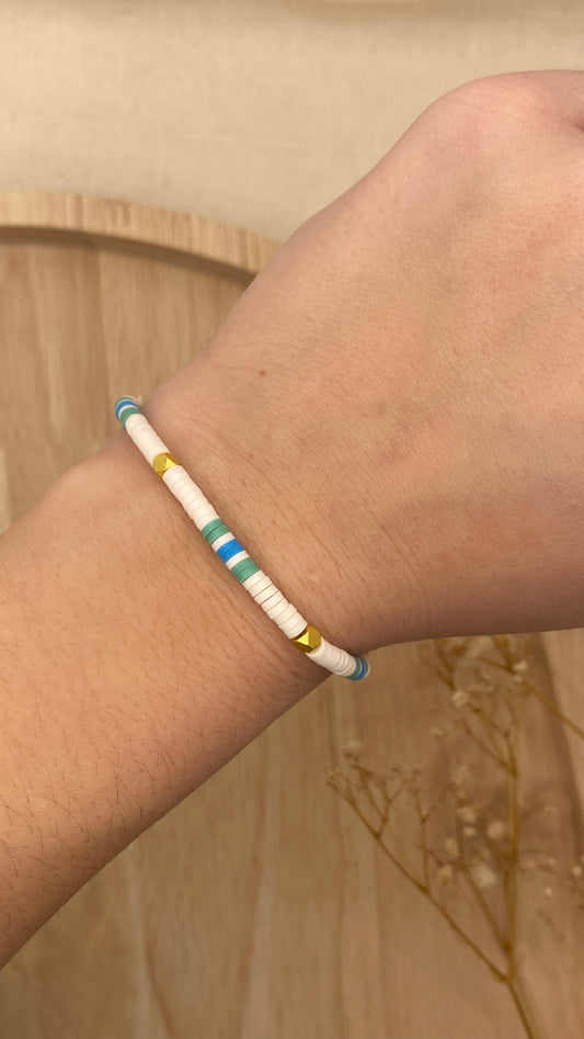 Bracelet perles heishi mini, bleu