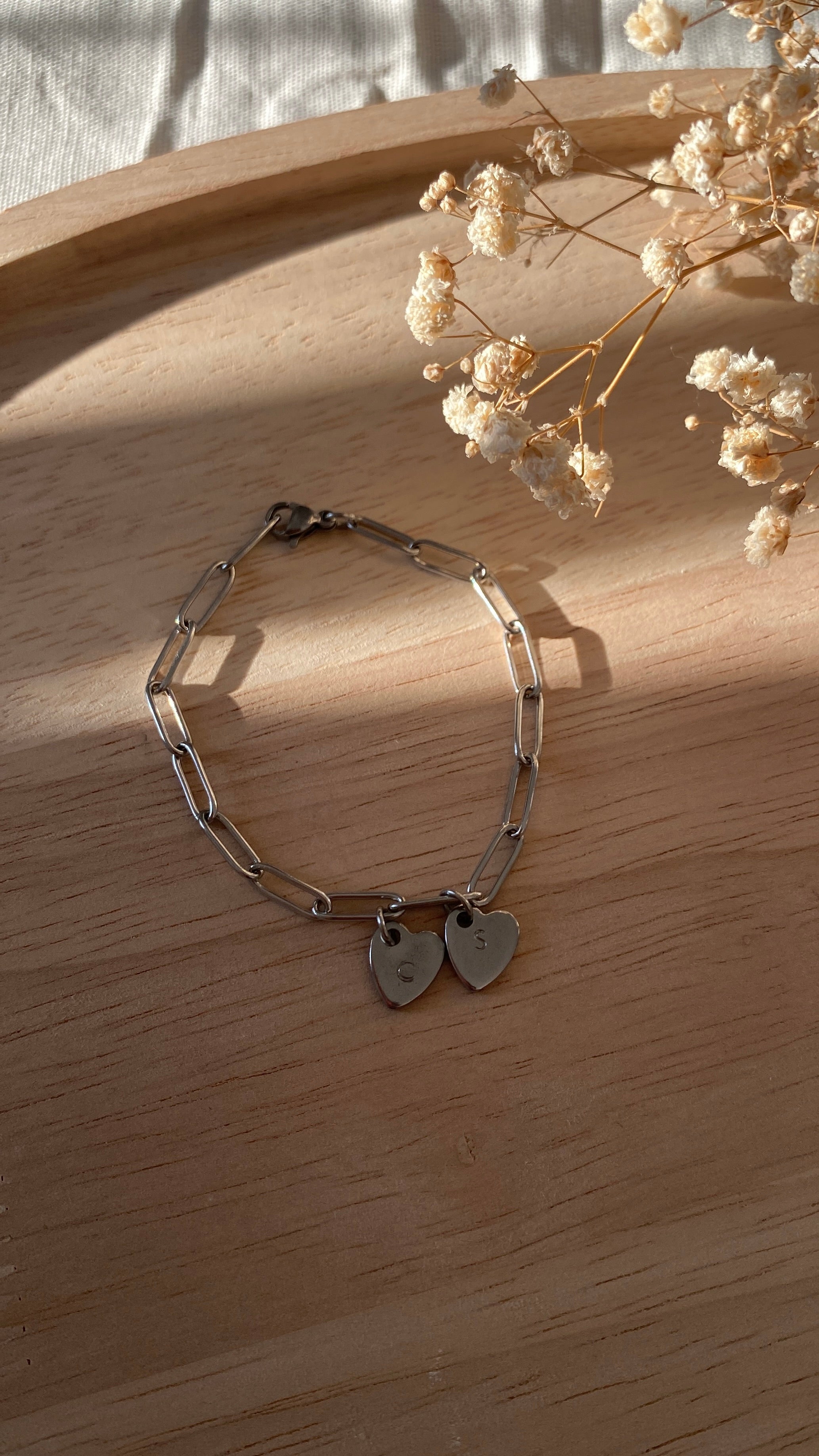 Bracelet cœurs initiales