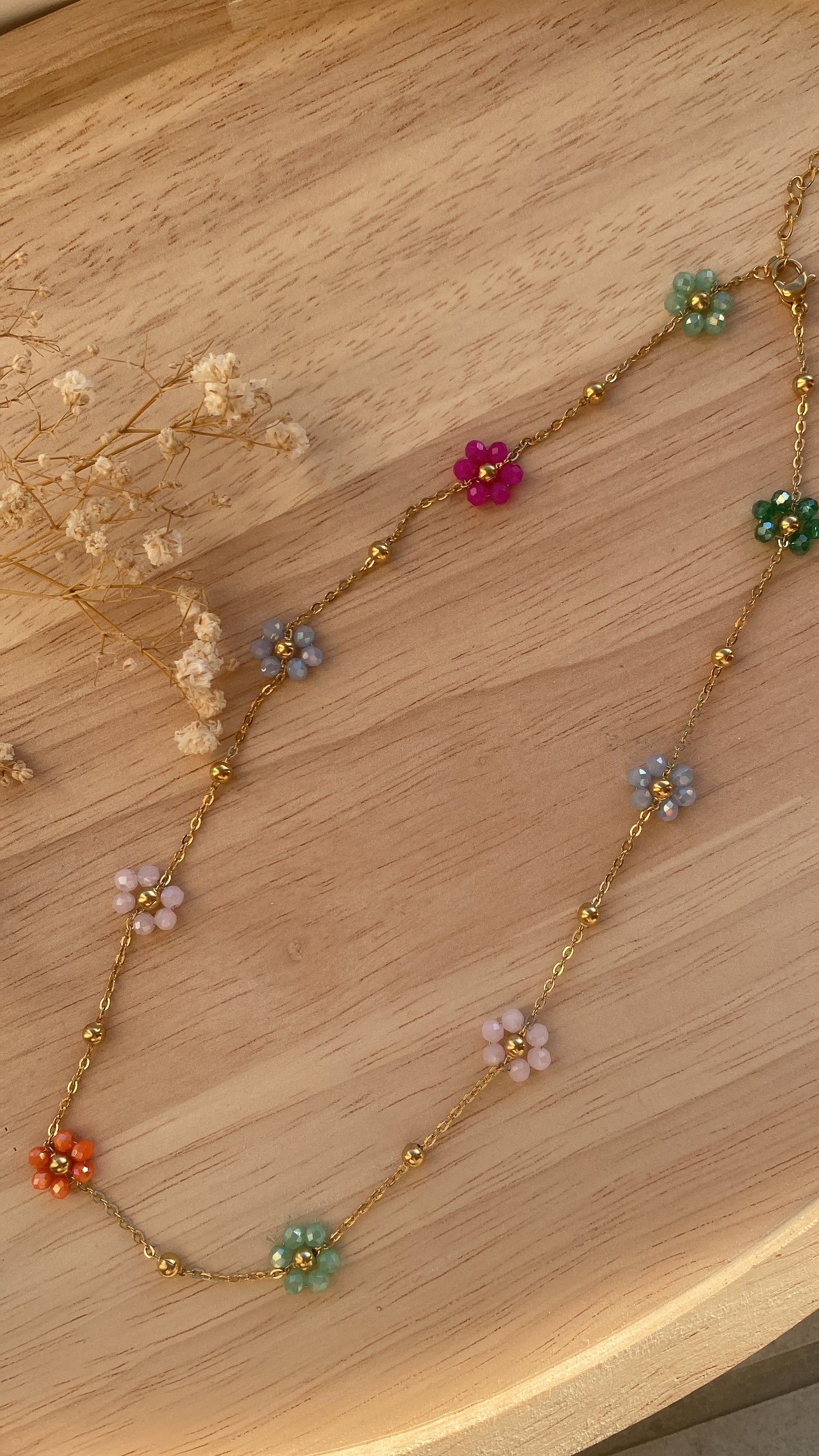 Collier fleurs colorées
