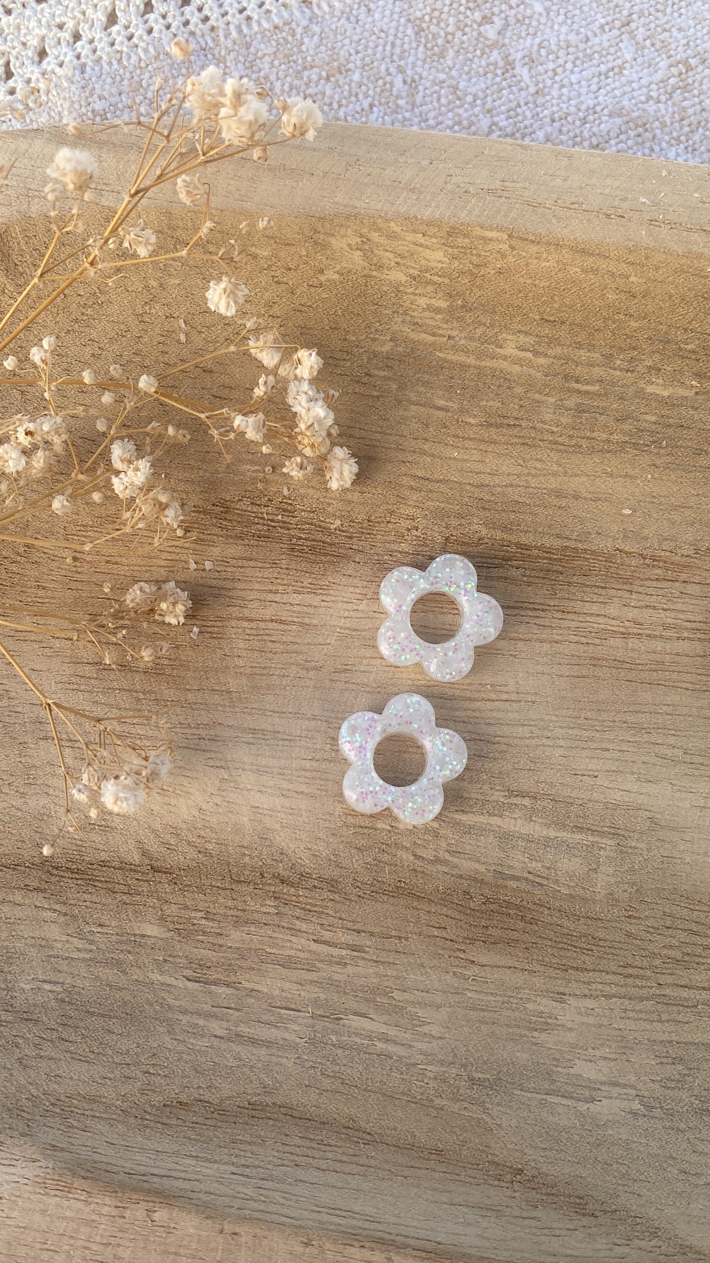 Pampilles à paillettes blanches