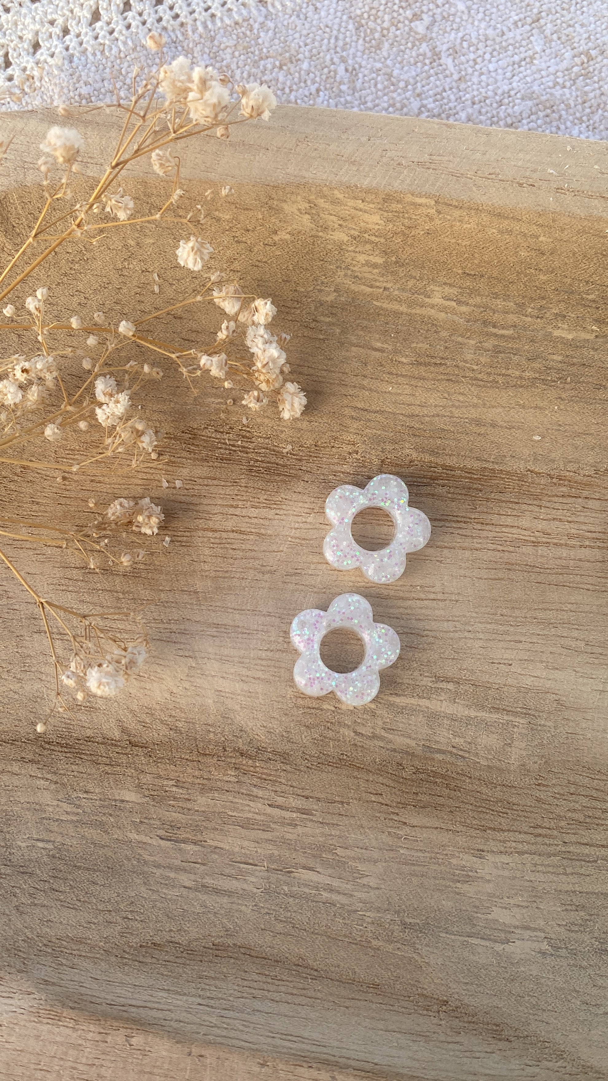 Pampilles à paillettes blanches