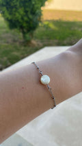 Bracelet argenté, perle d'eau douce
