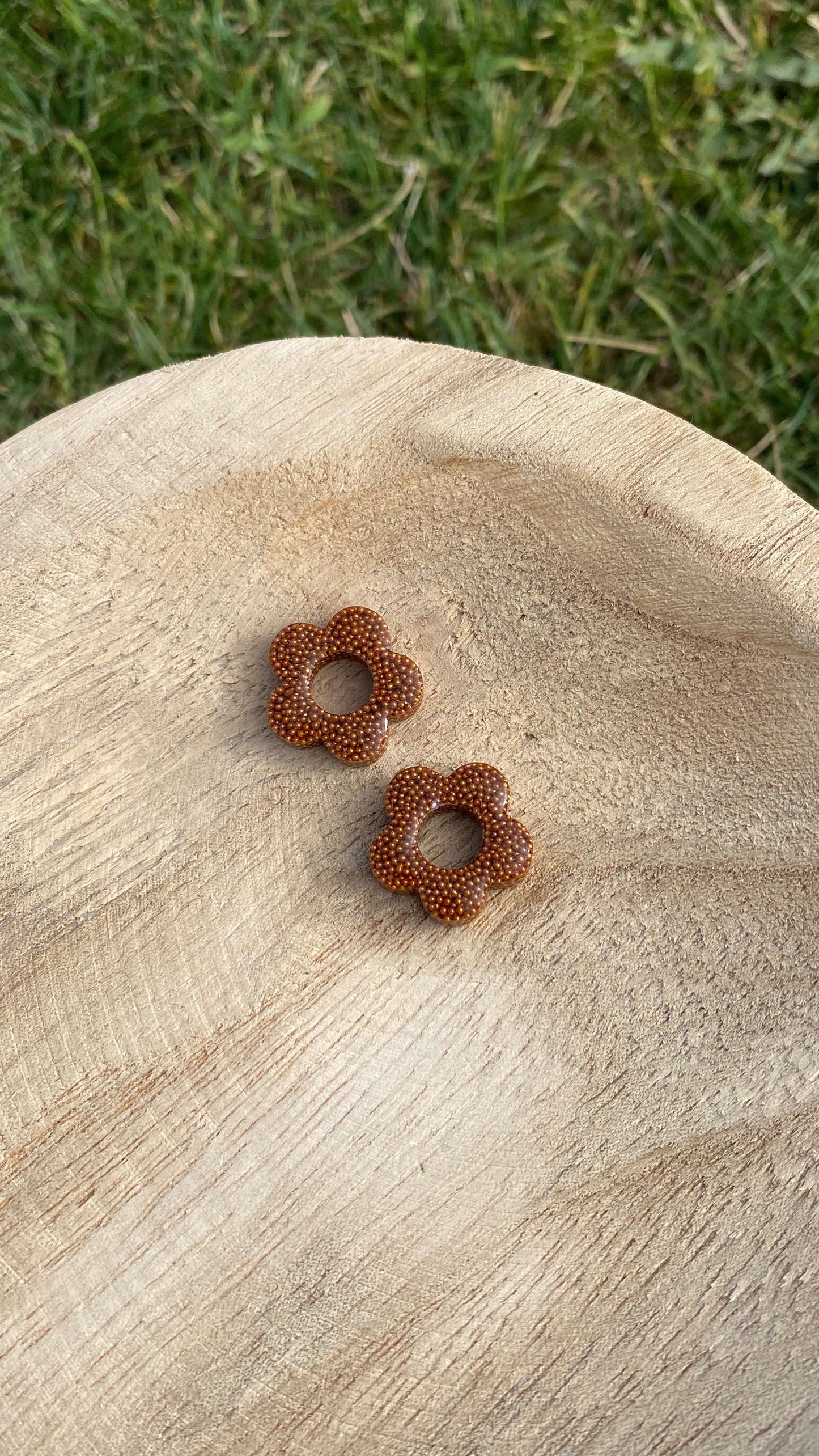 Pampilles fleurs interchangeables micro-billes orange