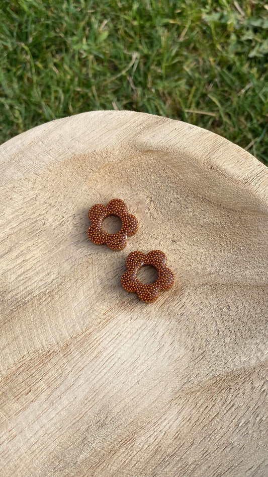Pampilles fleurs interchangeables micro-billes orange