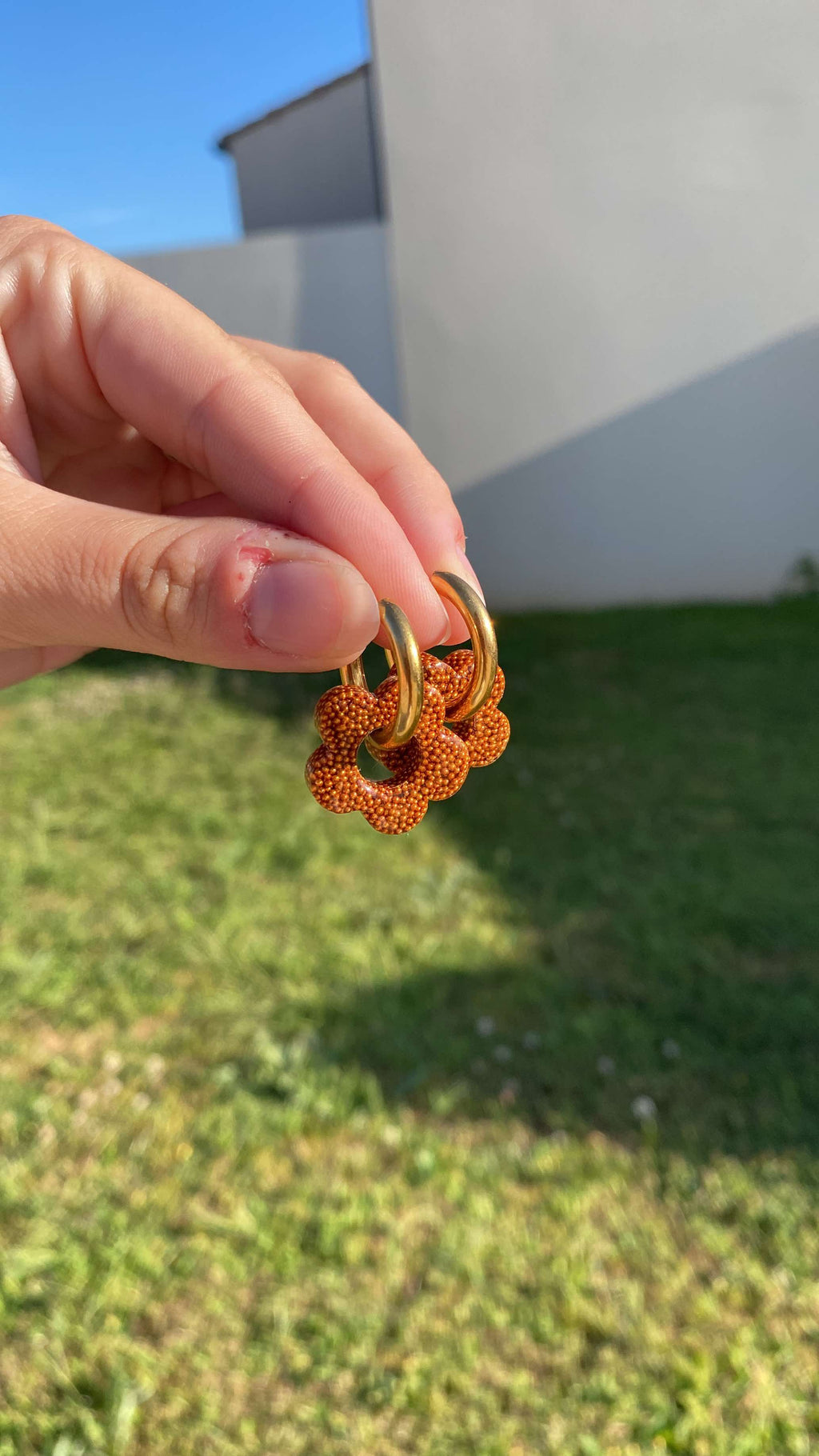 Pampilles fleurs interchangeables micro-billes orange
