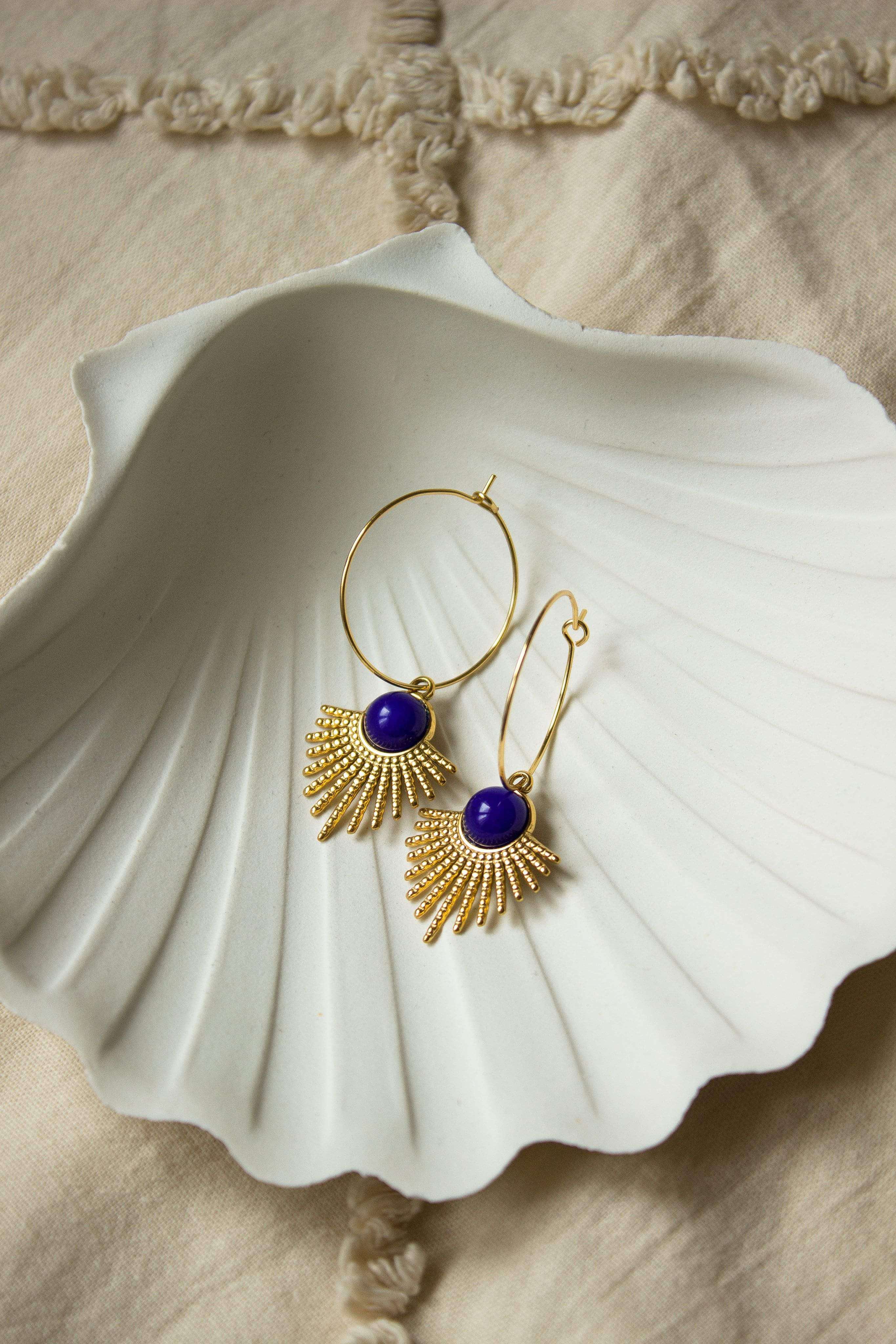 Créoles éventails lapis lazuli