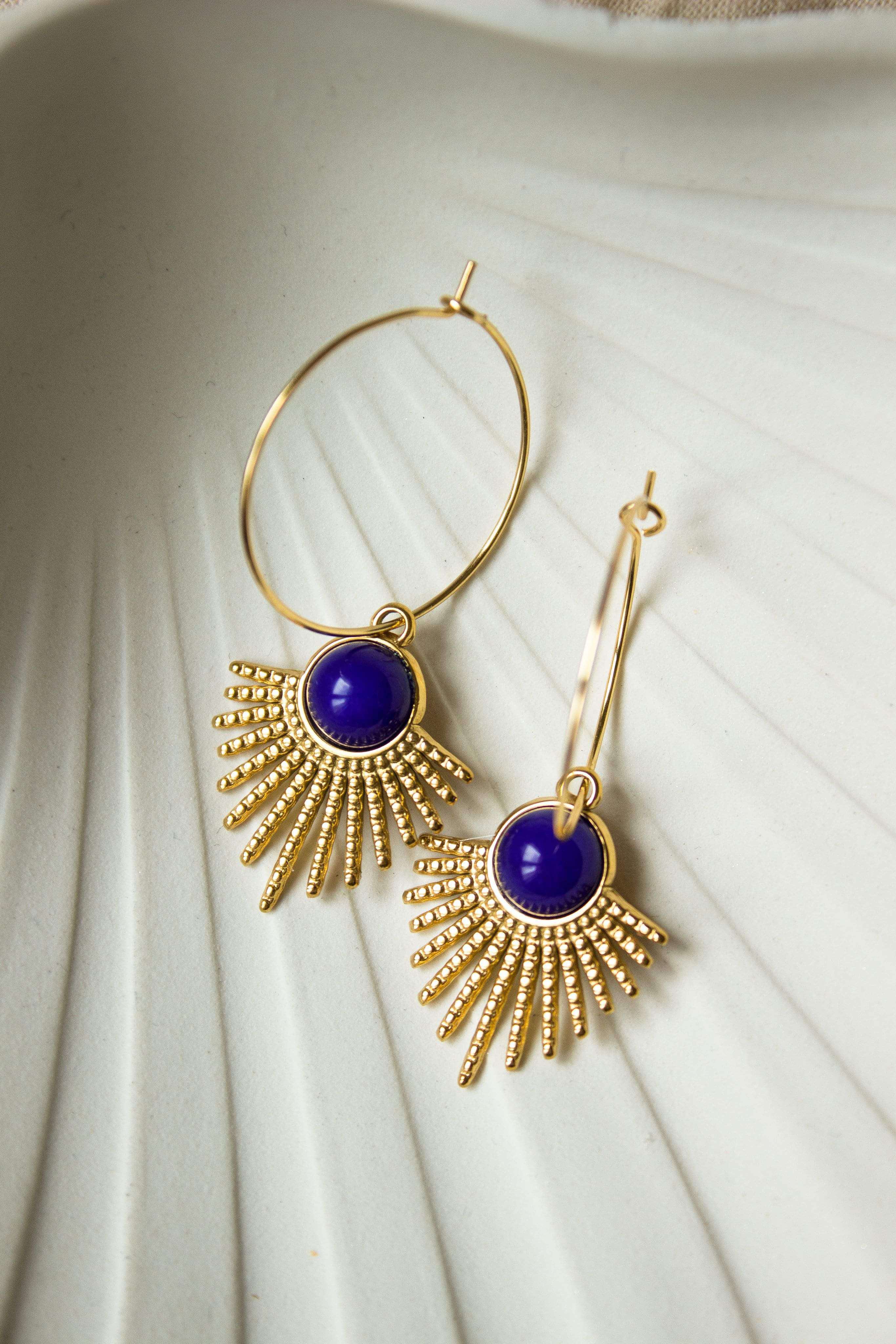 Créoles éventails lapis lazuli