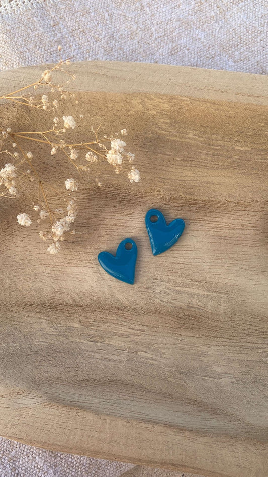 Pampilles cœurs, bleu canard