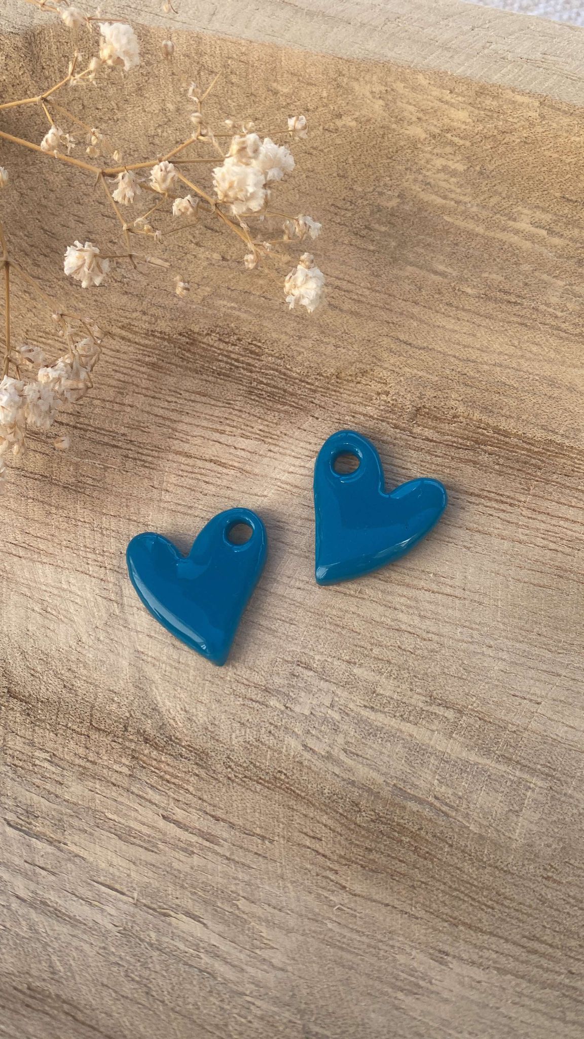 Pampilles cœurs, bleu canard