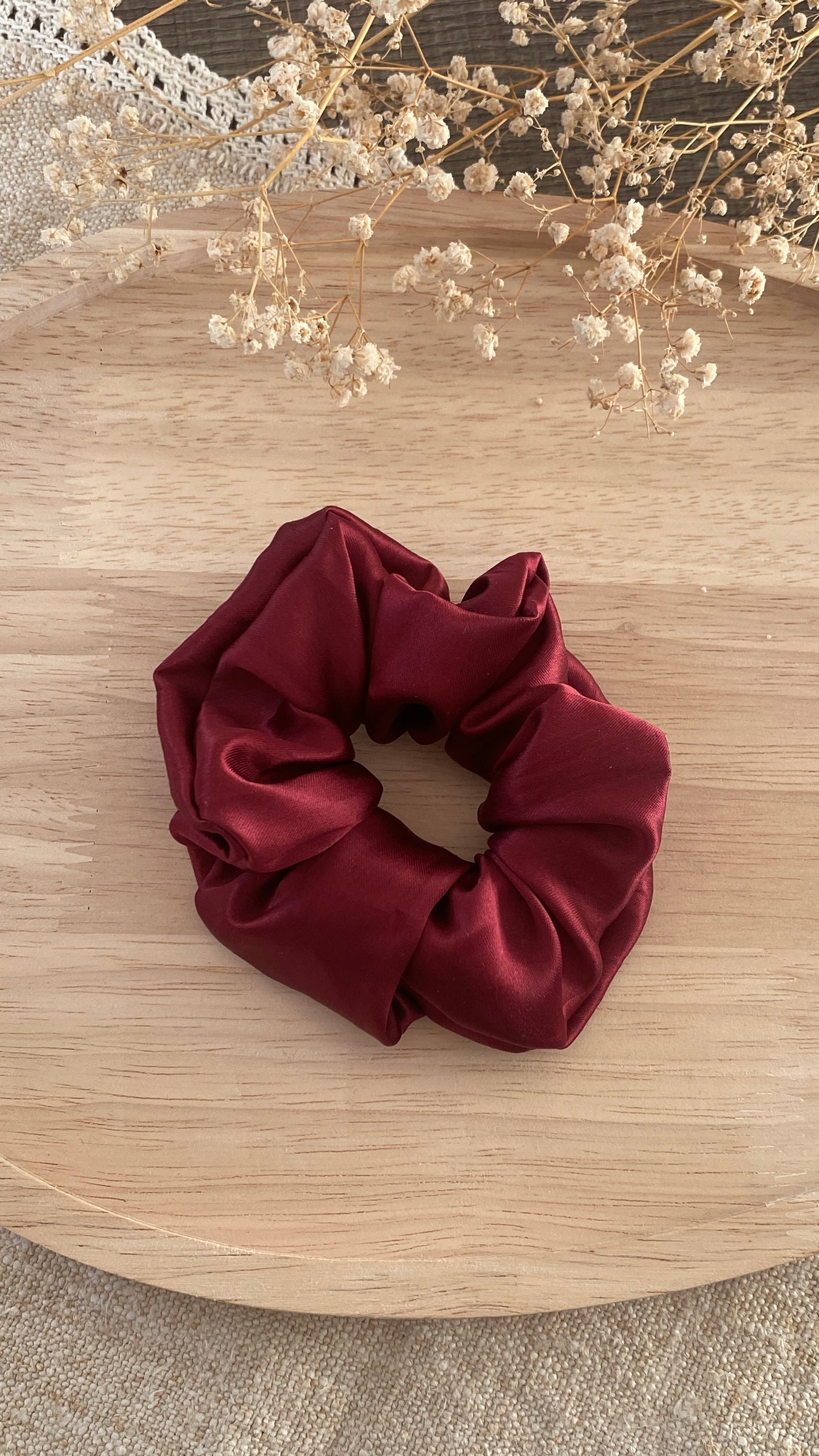 Chouchou satiné rouge bordeau