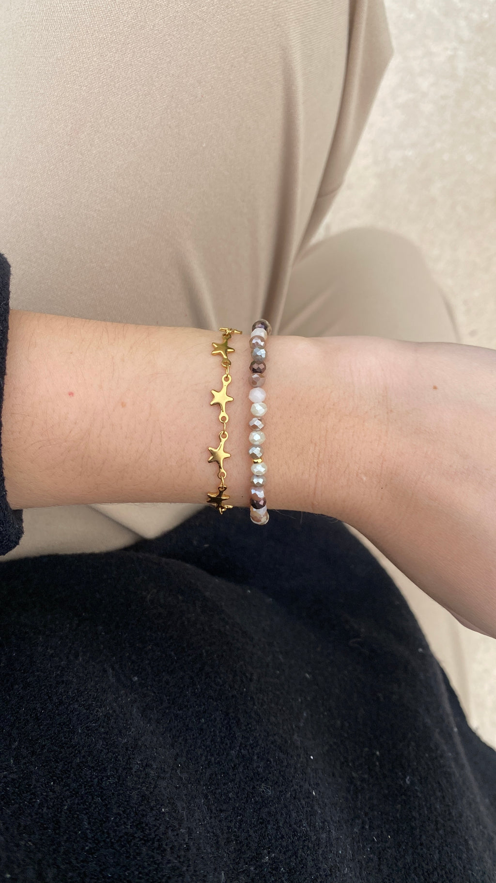 Bracelet perles tons marrons