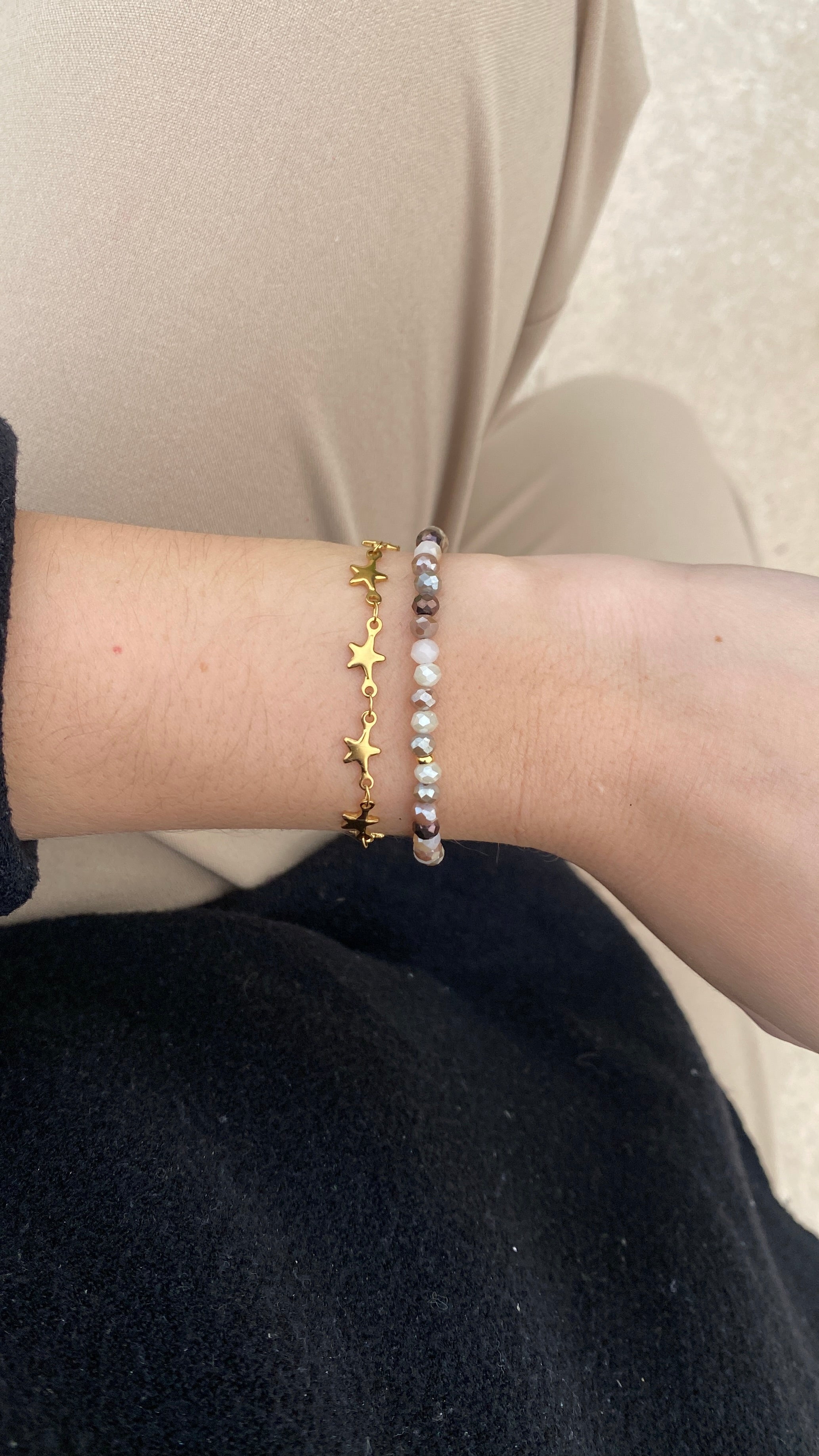 Bracelet perles tons marrons