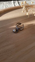 Bague breloques croisée argentée