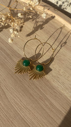 Créoles éventails agate verte