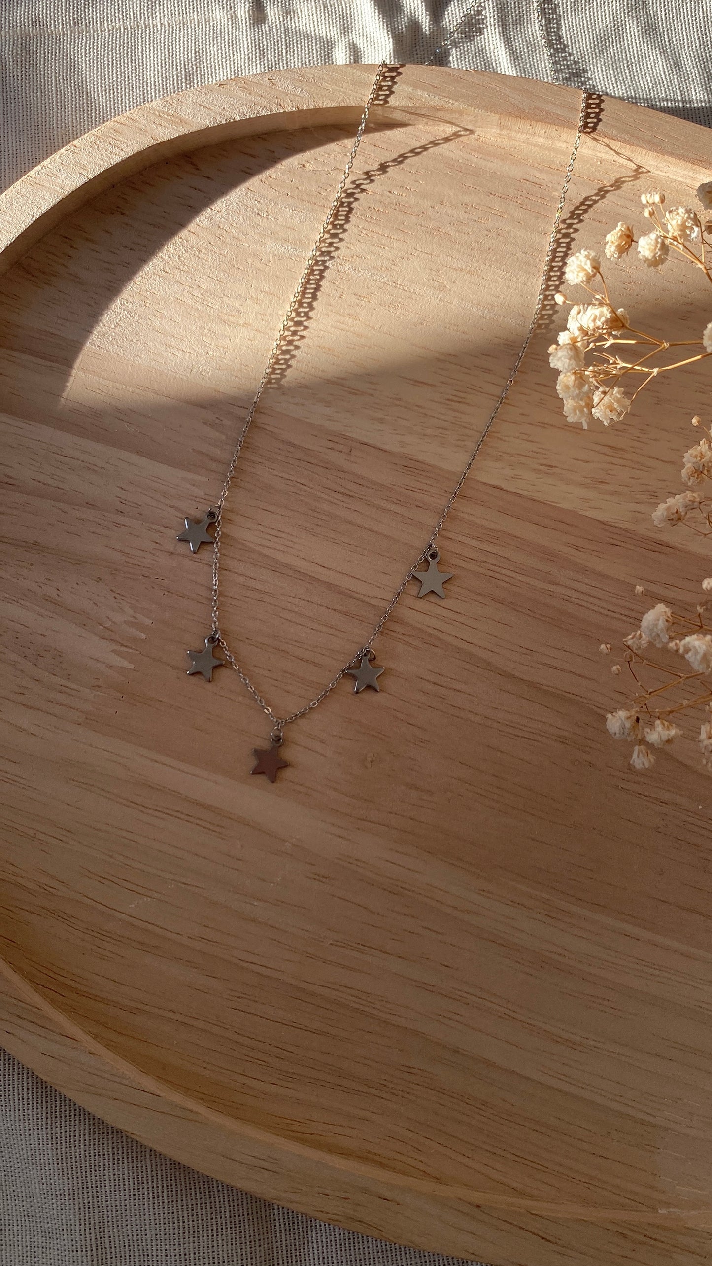 Collier étoiles argenté