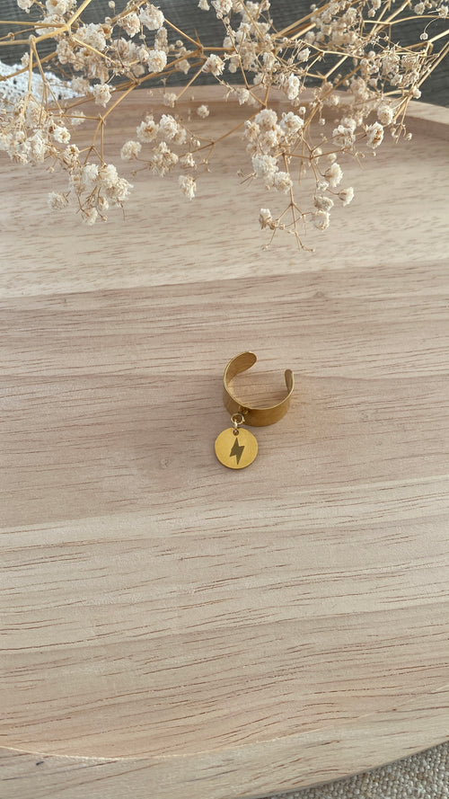 Bague breloque éclair doré