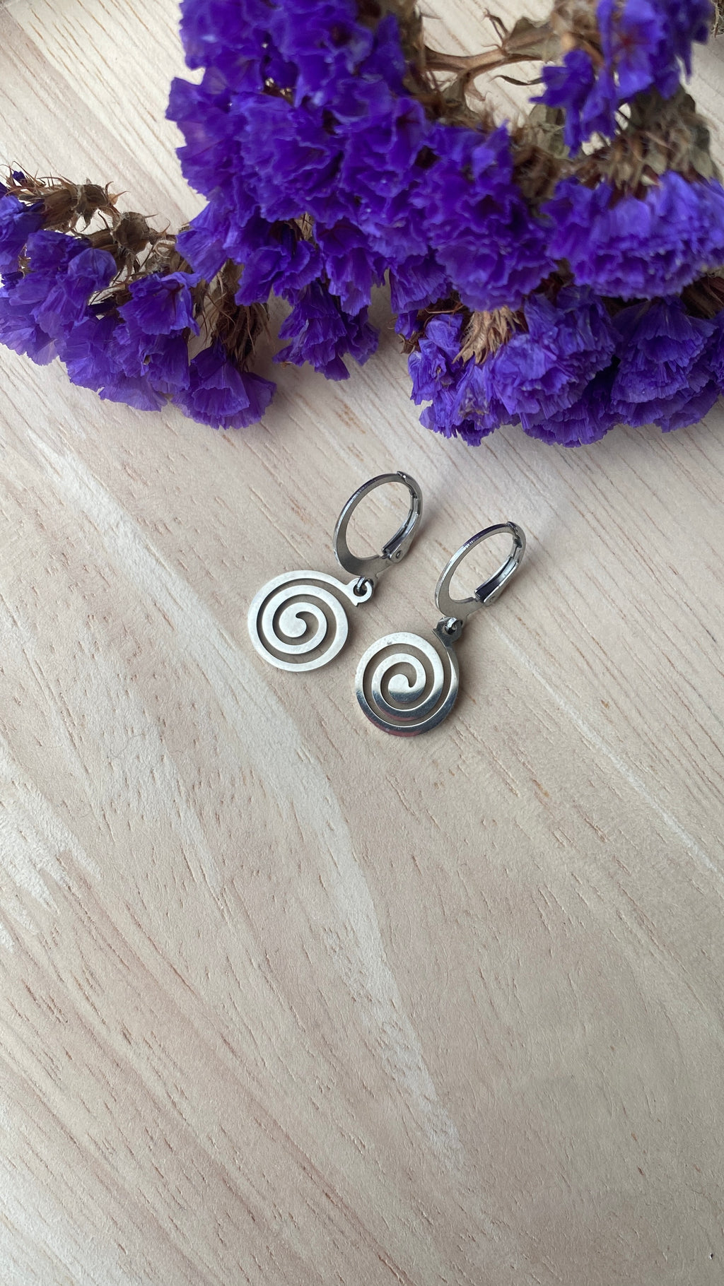 Boucles d’oreilles spirales argentées