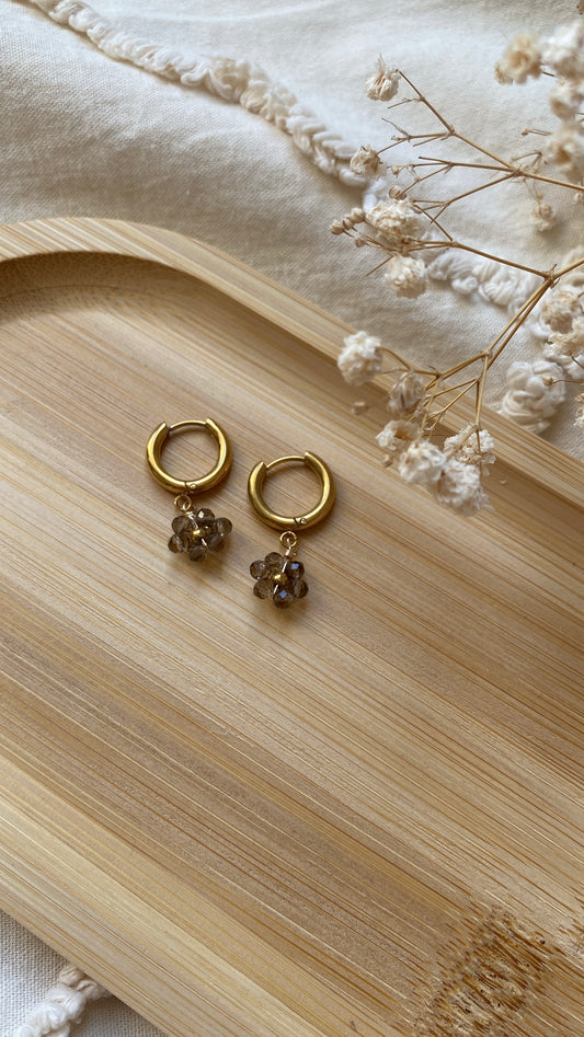 Boucles d’oreilles fleurs perlées