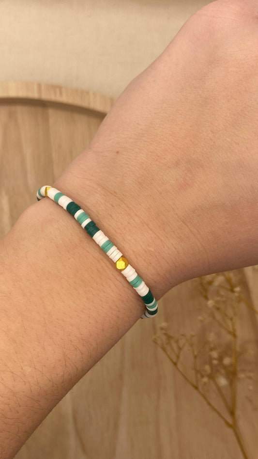 Bracelet perles heishi mini, vert