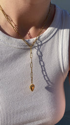 Collier Y coeur doré