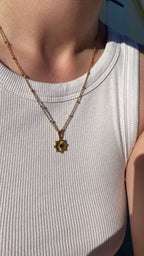 Collier doré zircon bleu