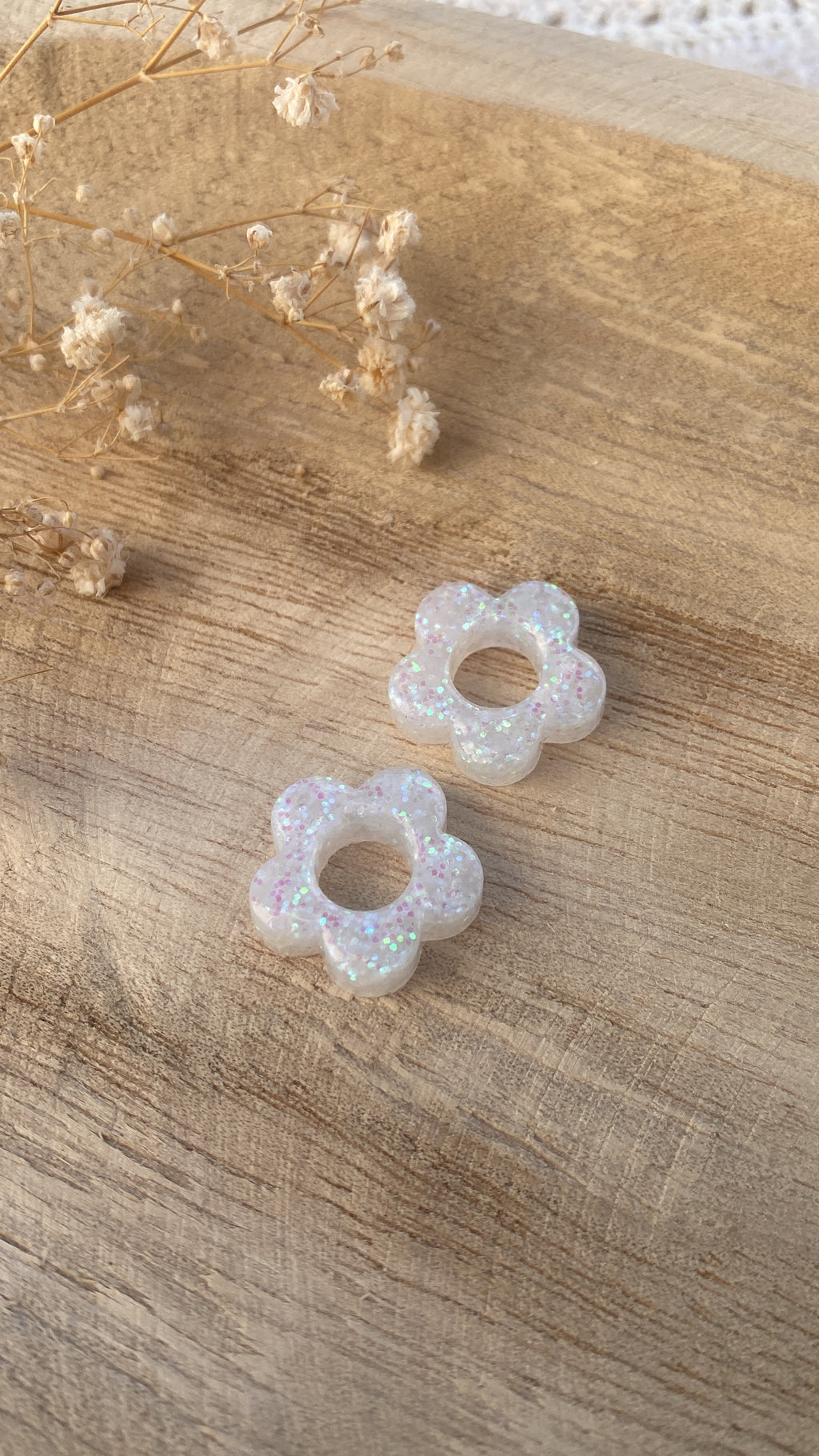 Pampilles à paillettes blanches