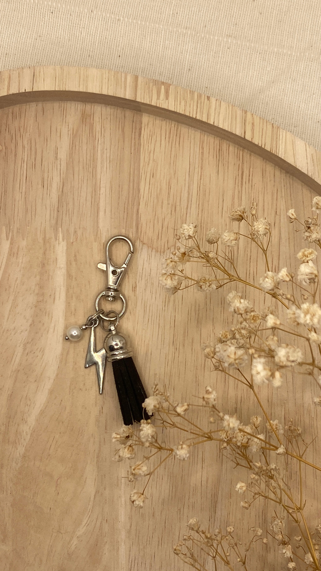 Porte-clefs, bijou de sac, argenté