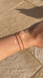 Bracelets dorés émaillés roses