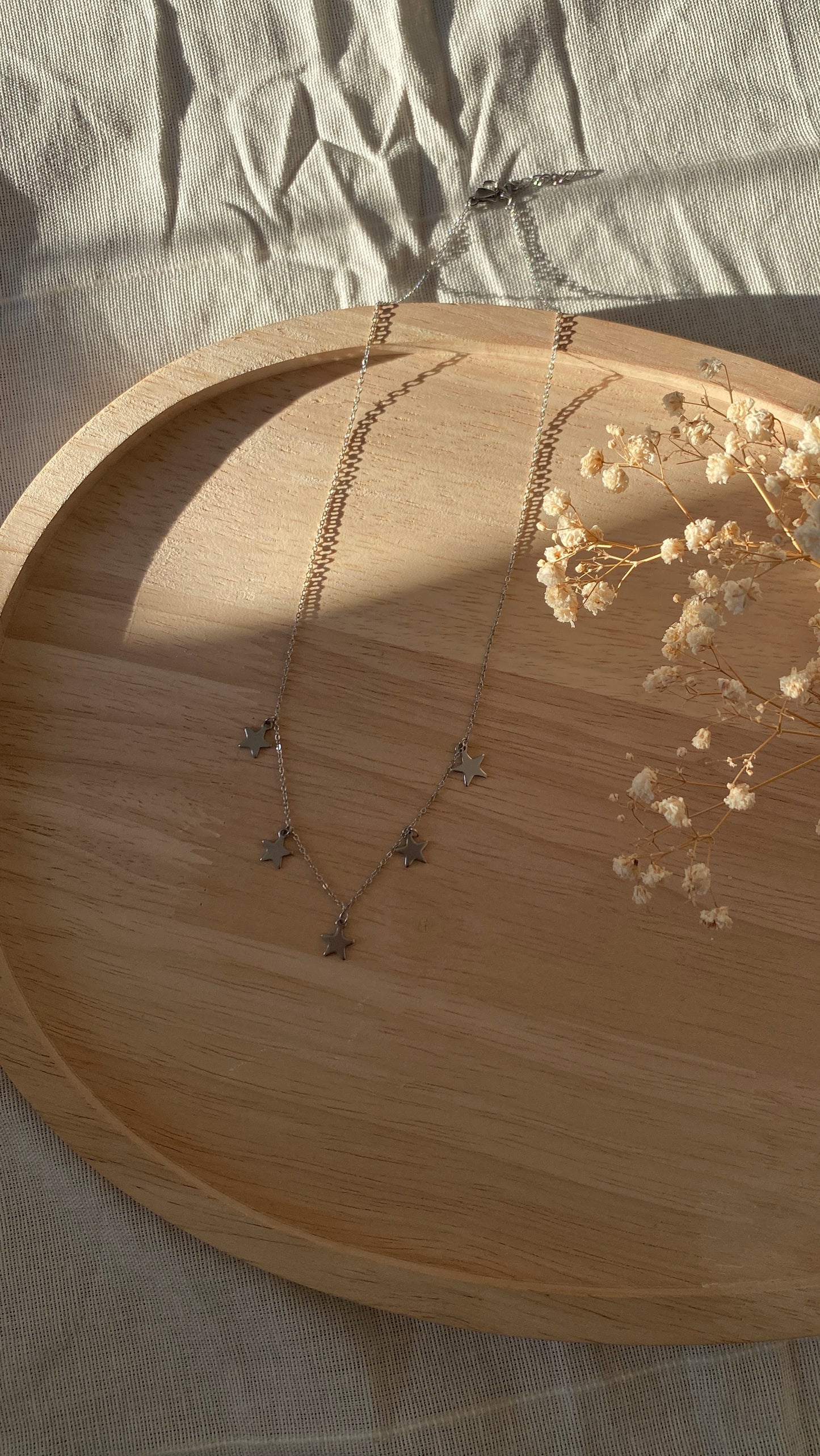 Collier étoiles argenté