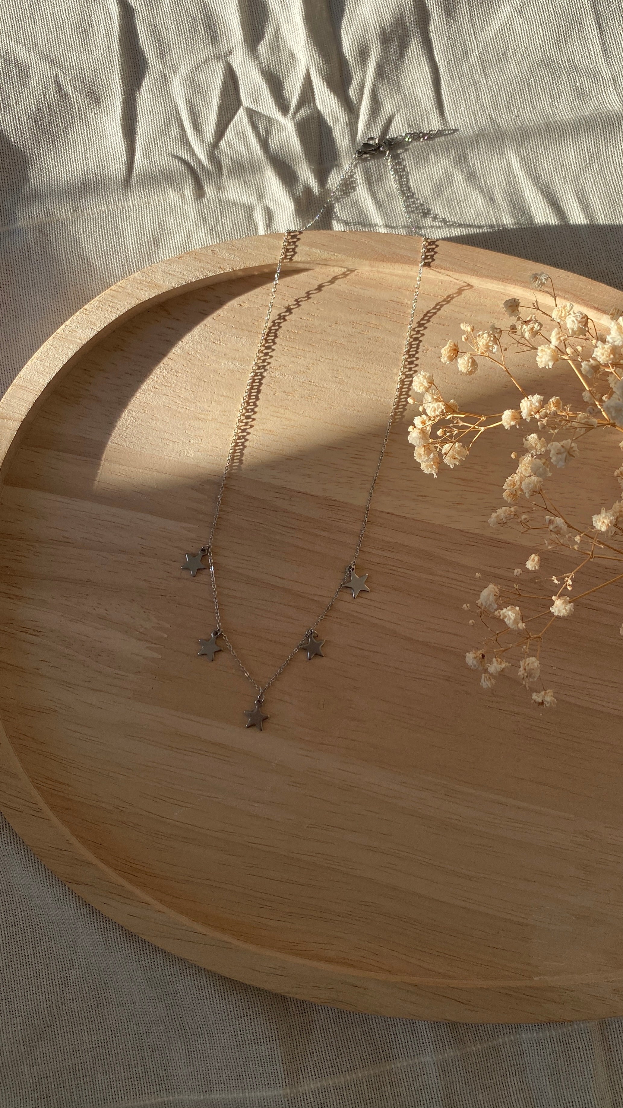 Collier étoiles argenté