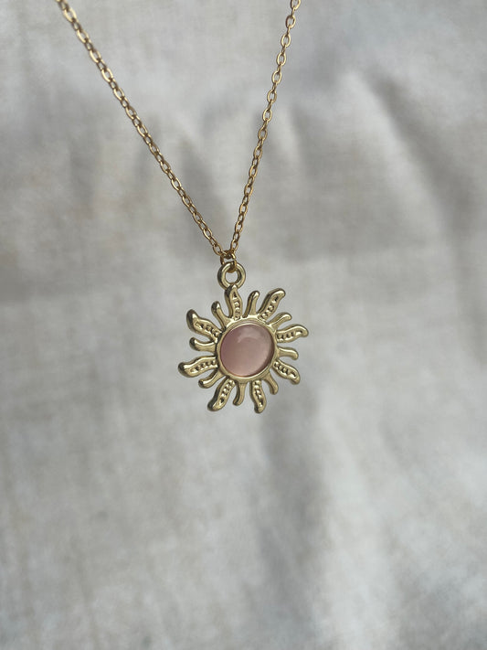 Collier soleil rose
