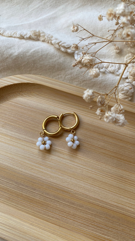 Boucles d’oreilles fleurs perlées