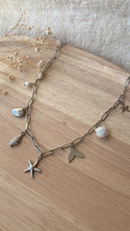 Collier breloques thème mer argenté
